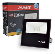 Refletor Slim 10W 3000k Branco Quente Bivolt IP66 Preto Avant