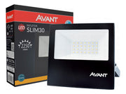 Refletor Slim 30W 3000k Branco Quente Bivolt IP66 Preto Avant