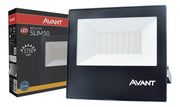 Refletor Slim 50W 3000k Branco Quente IP66 Bivolt Preto Avant