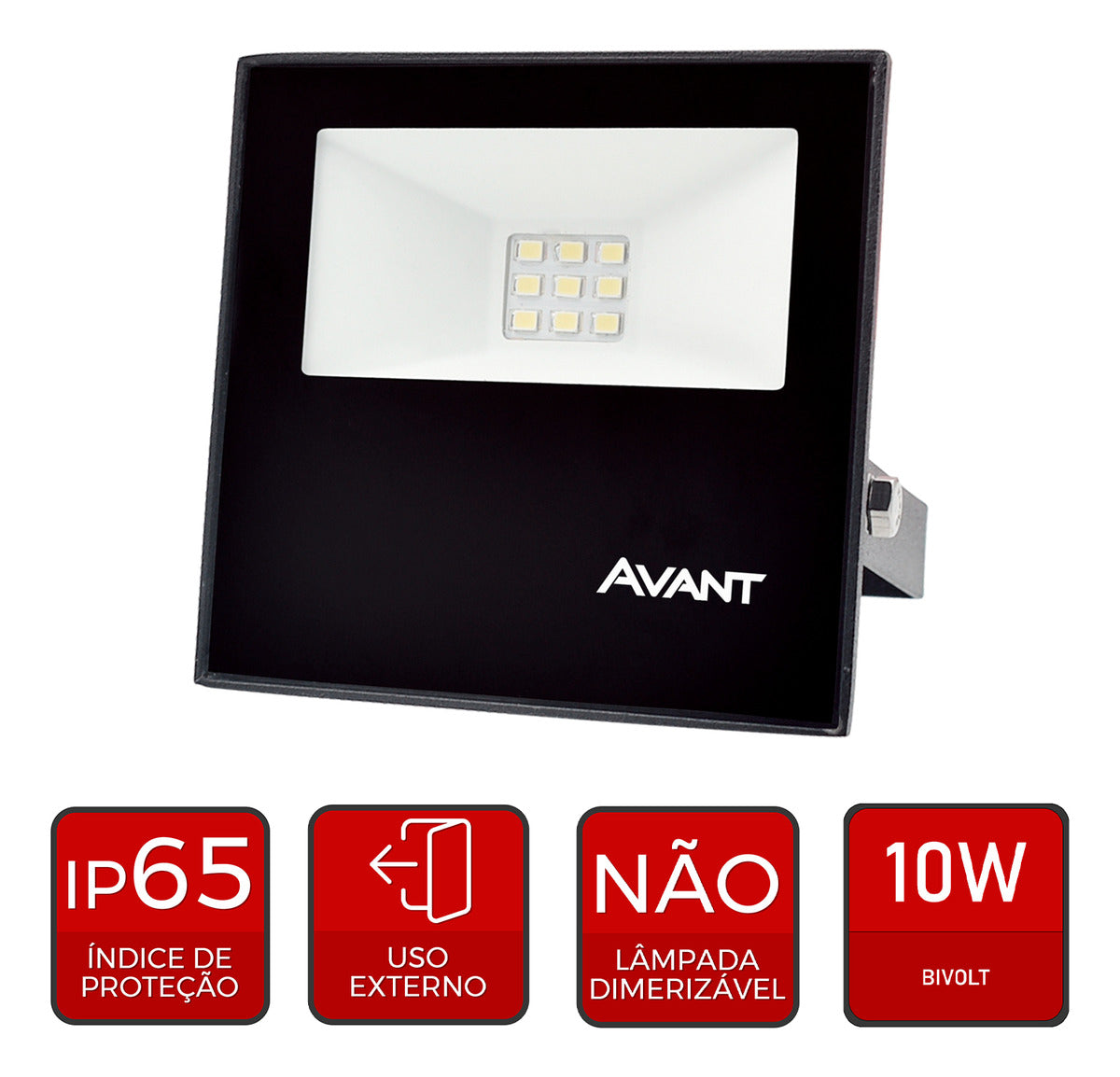 Refletor Slim 10W Luz Verde Bivolt IP66 Preto Avant