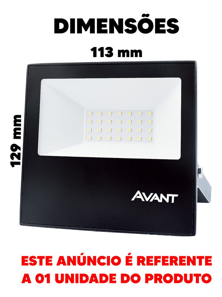 Refletor Slim 30W Luz Verde Bivolt IP66 Preto Avant