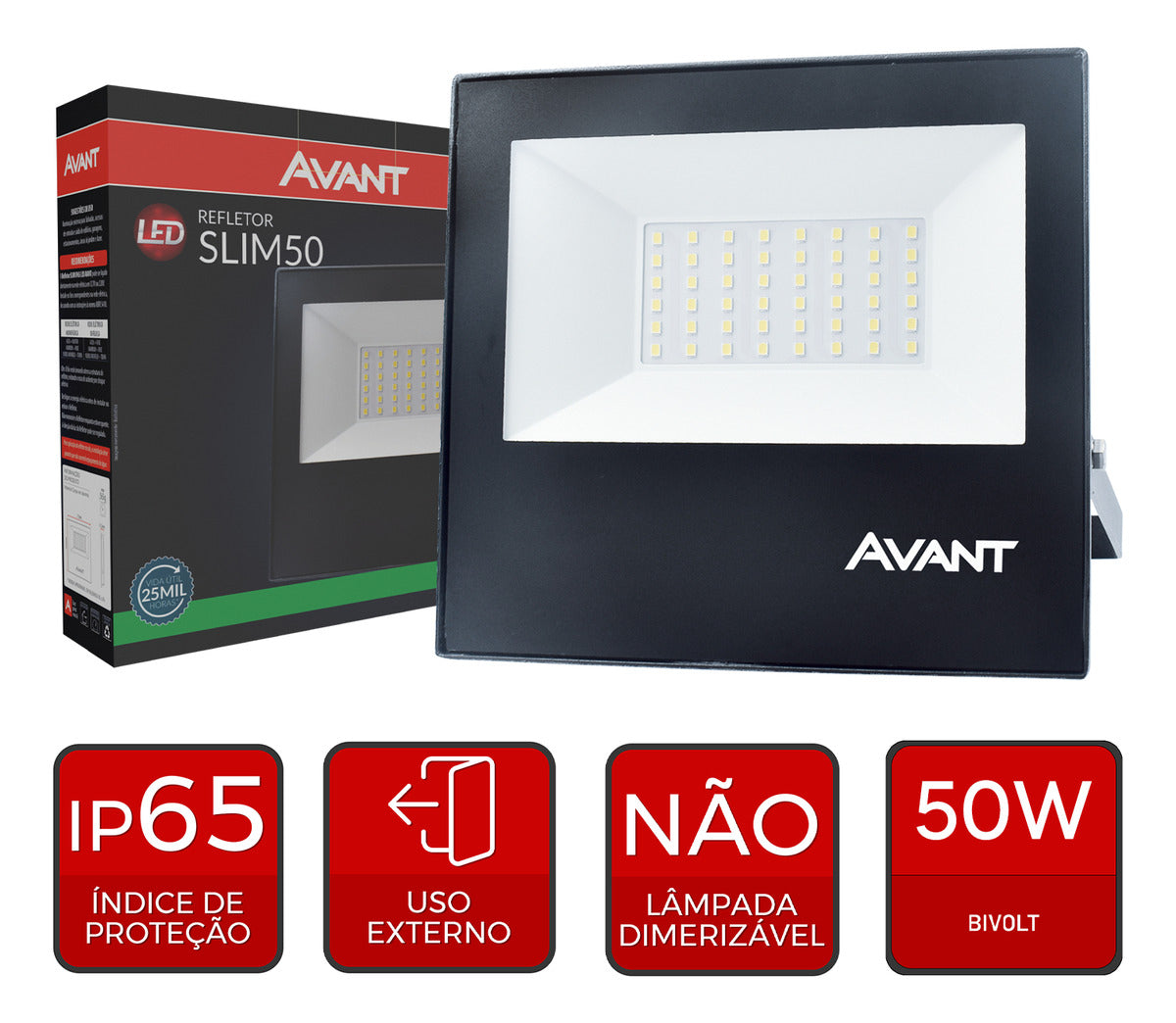 Refletor Led Slim 50w Verde Bivolt IP65 Preto Avant