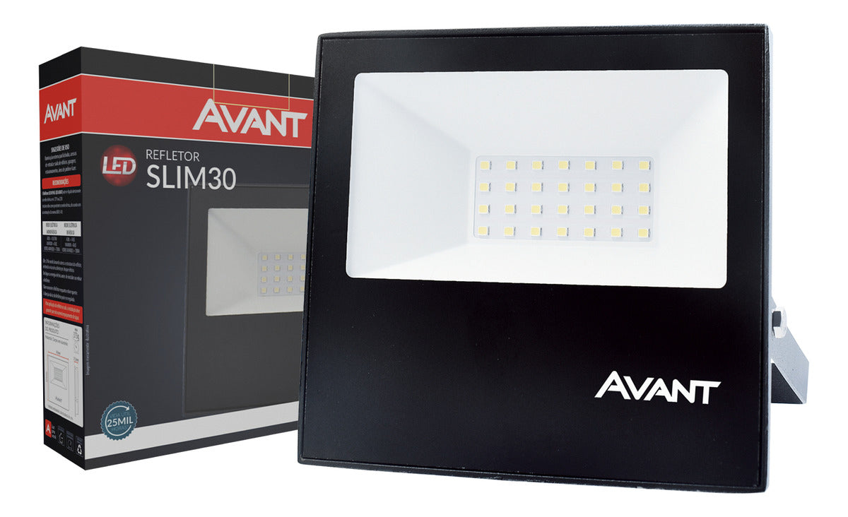 Refletor Slim 30W RGB Colorido Bivolt IP66 Preto Avant