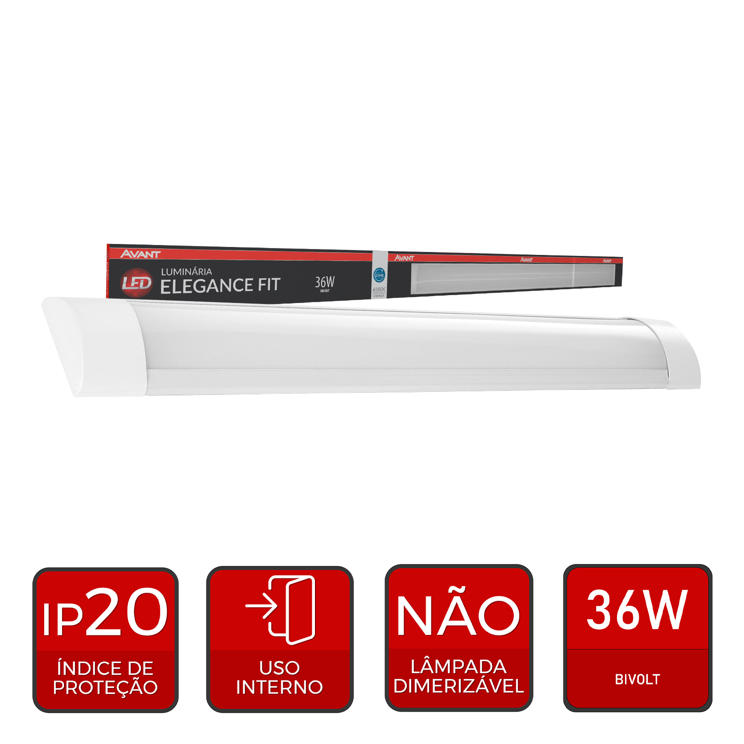 Luminária Led Elegance Fit 36W 6500k Branco Frio Bivolt Branco Avant