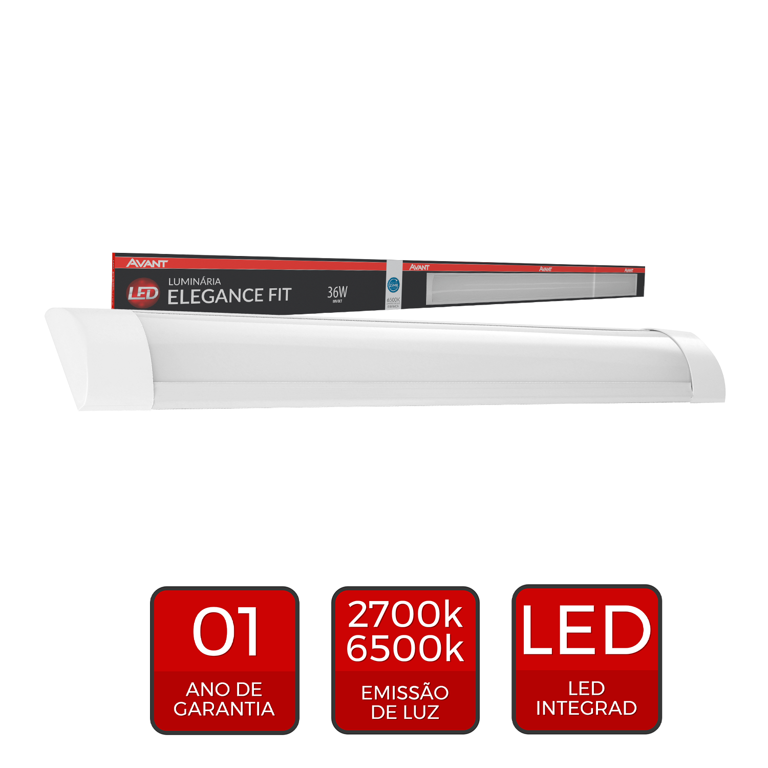Luminária Led Elegance Fit 36W 6500k Branco Frio Bivolt Branco Avant