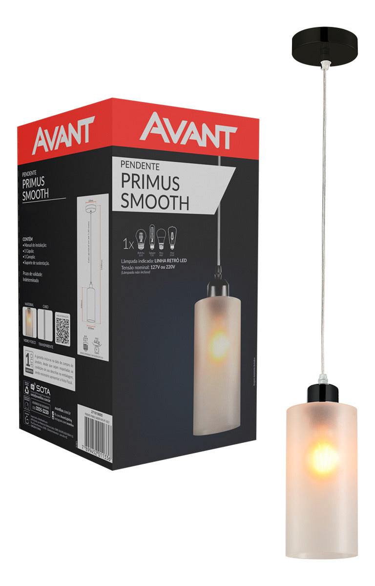 Pendente Led Primus Smooth E27 IP20 Preto Avant