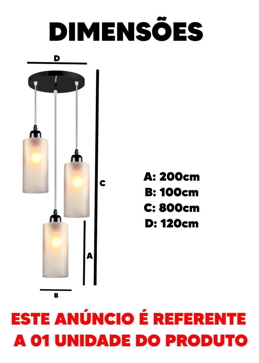 Pendente Led Primus Smooth 3xE27 Preto IP20 Avant