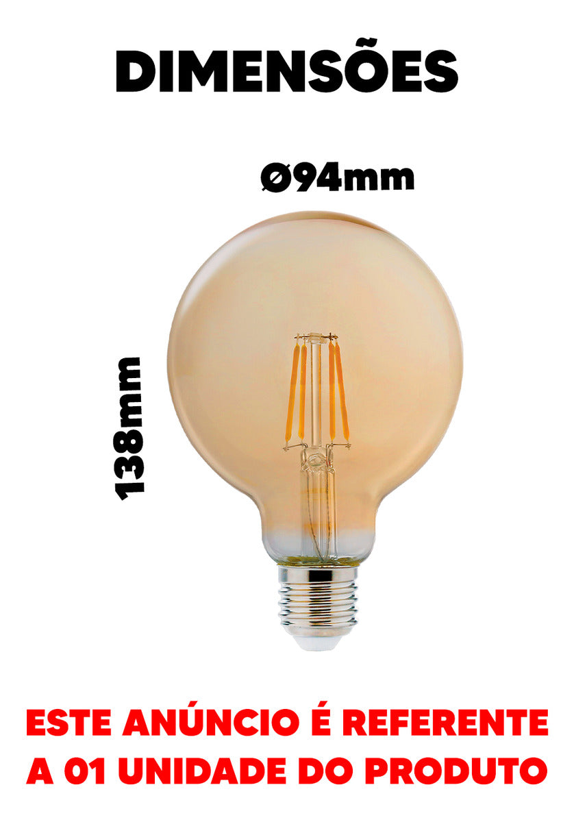 Lampada Led Retro G95 4w 2200k 220v Dimerizável Avant