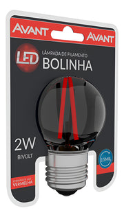 Lâmpada Filamento Led Bolinha Luz Vermelha 4w E27 Bivolt Branco Avant