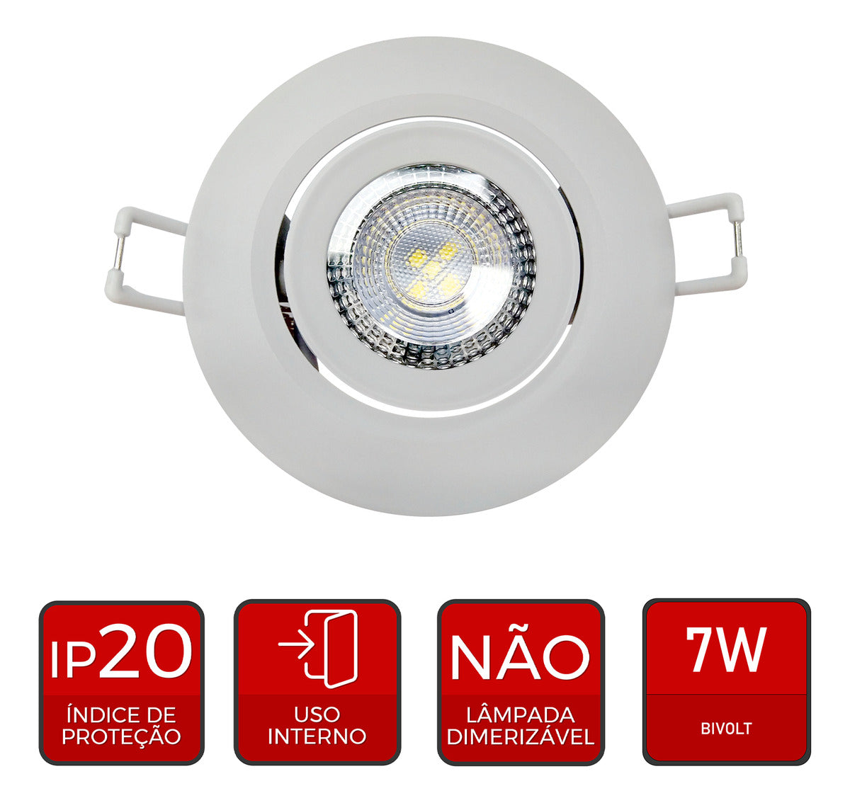 Spot Led Authentic Embutir 7w 3000k Branco Quente 11,8cm Bivolt Redondo Branco Avant