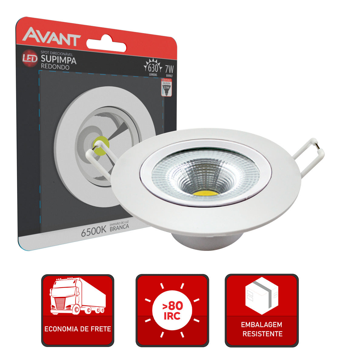 Spot Led Authentic Emb. Redondo 7w 6500k 11.8cm BF Avant
