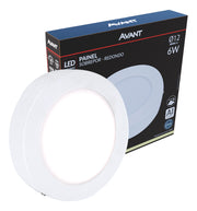 Painel Alumínio Sobrepor 6W 4000k Branco Neutro 12cm Bivolt Redondo Avant