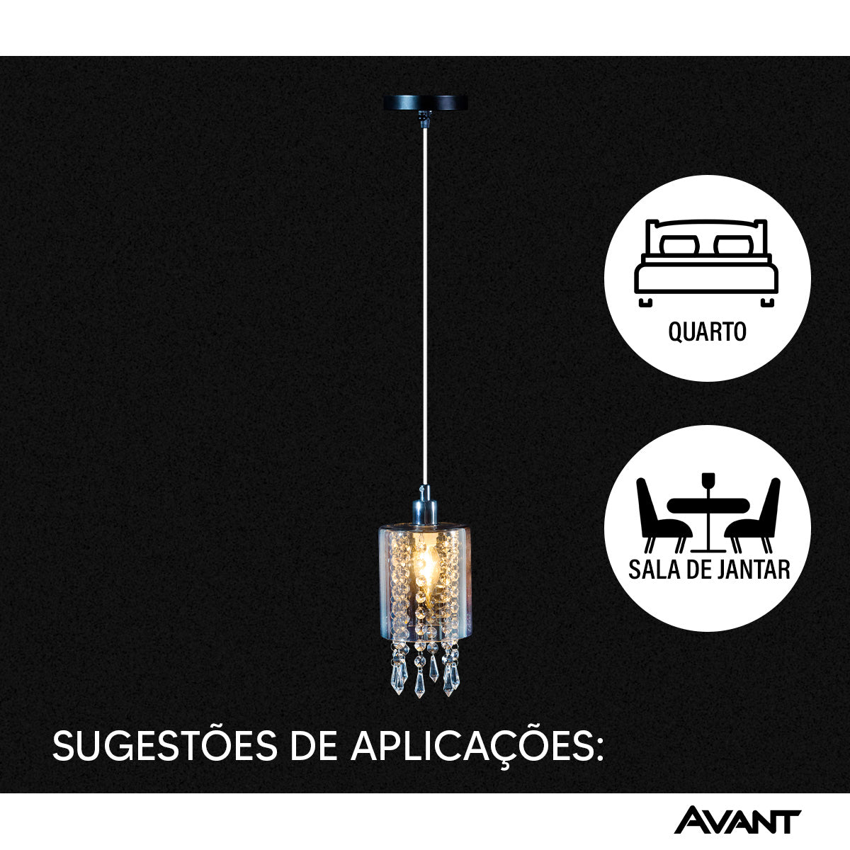 Pendente Led Versailles E27 Vidro Fumê Avant