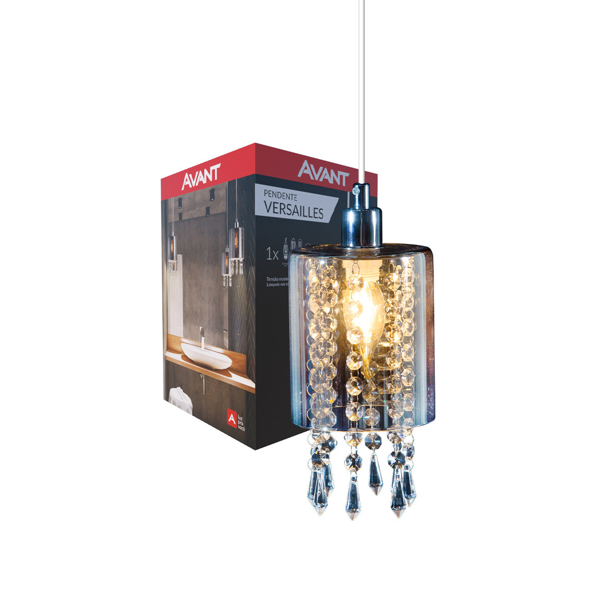Pendente Led Versailles E27 Vidro Fumê Avant
