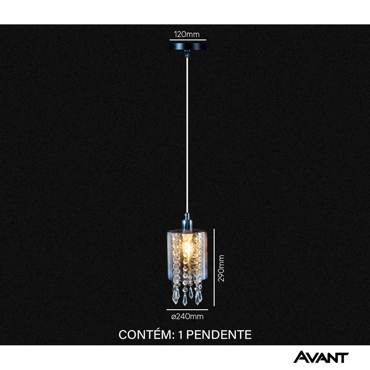 Pendente Led Versailles E27 Vidro Fumê Avant