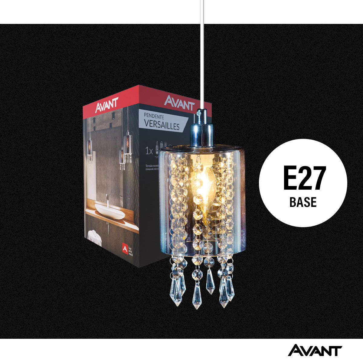 Pendente Led Versailles E27 Vidro Fumê Avant
