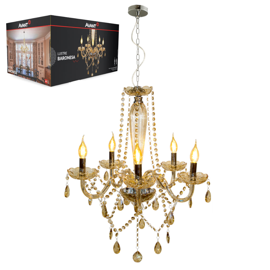 Lustre Led Baronesa 5xE14 Champagne Avant