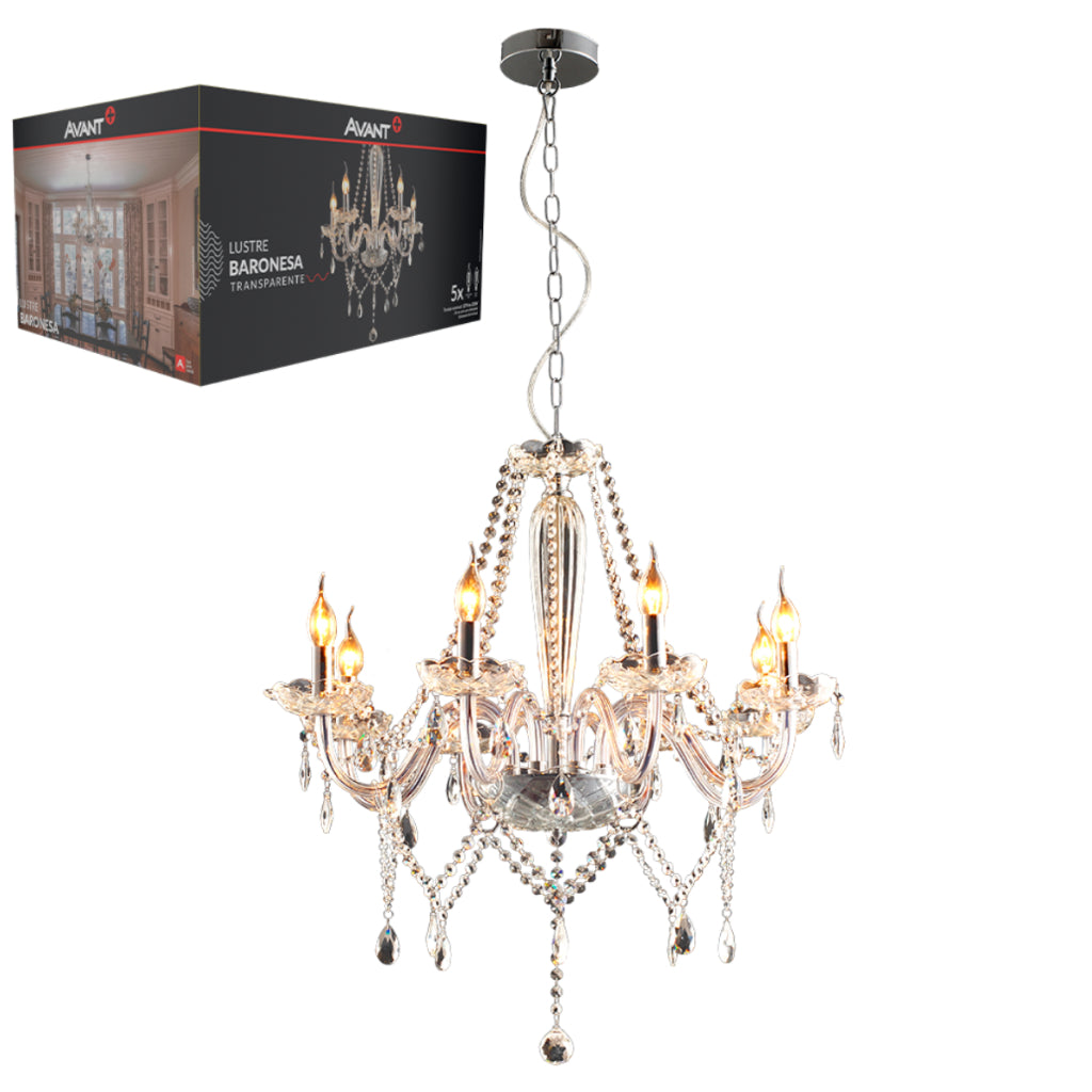 Lustre Led Baronesa 8xE14 Transparente Avant