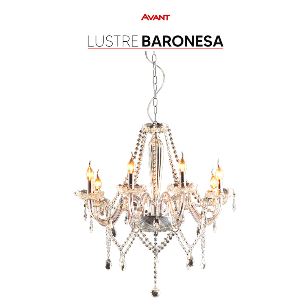 Lustre Led Baronesa 8xE14 Transparente Avant