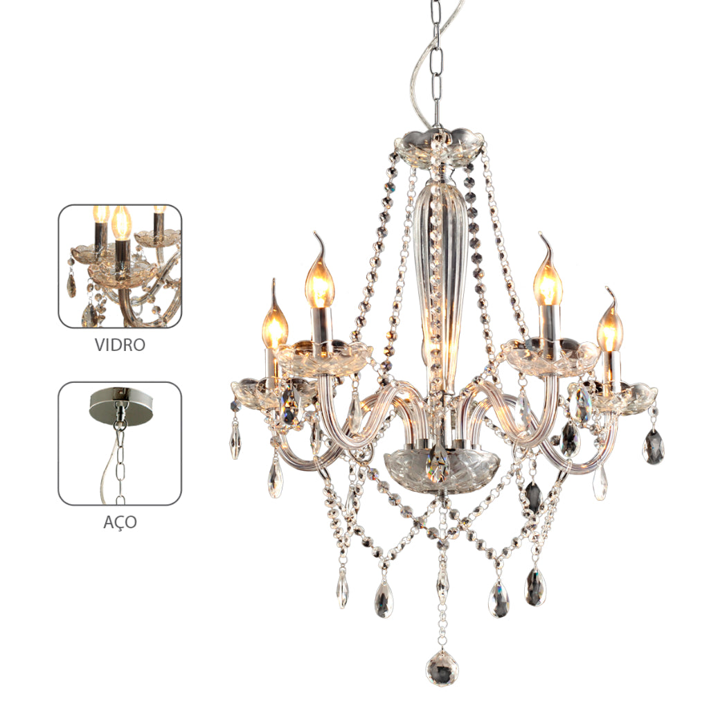 Lustre Led Baronesa 8xE14 Transparente Avant