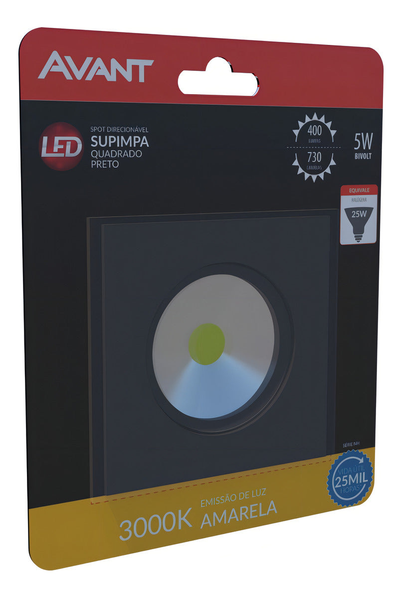 Spot Led Authentic Emb. Quadrado 5w 3000k 9cm PF Avant