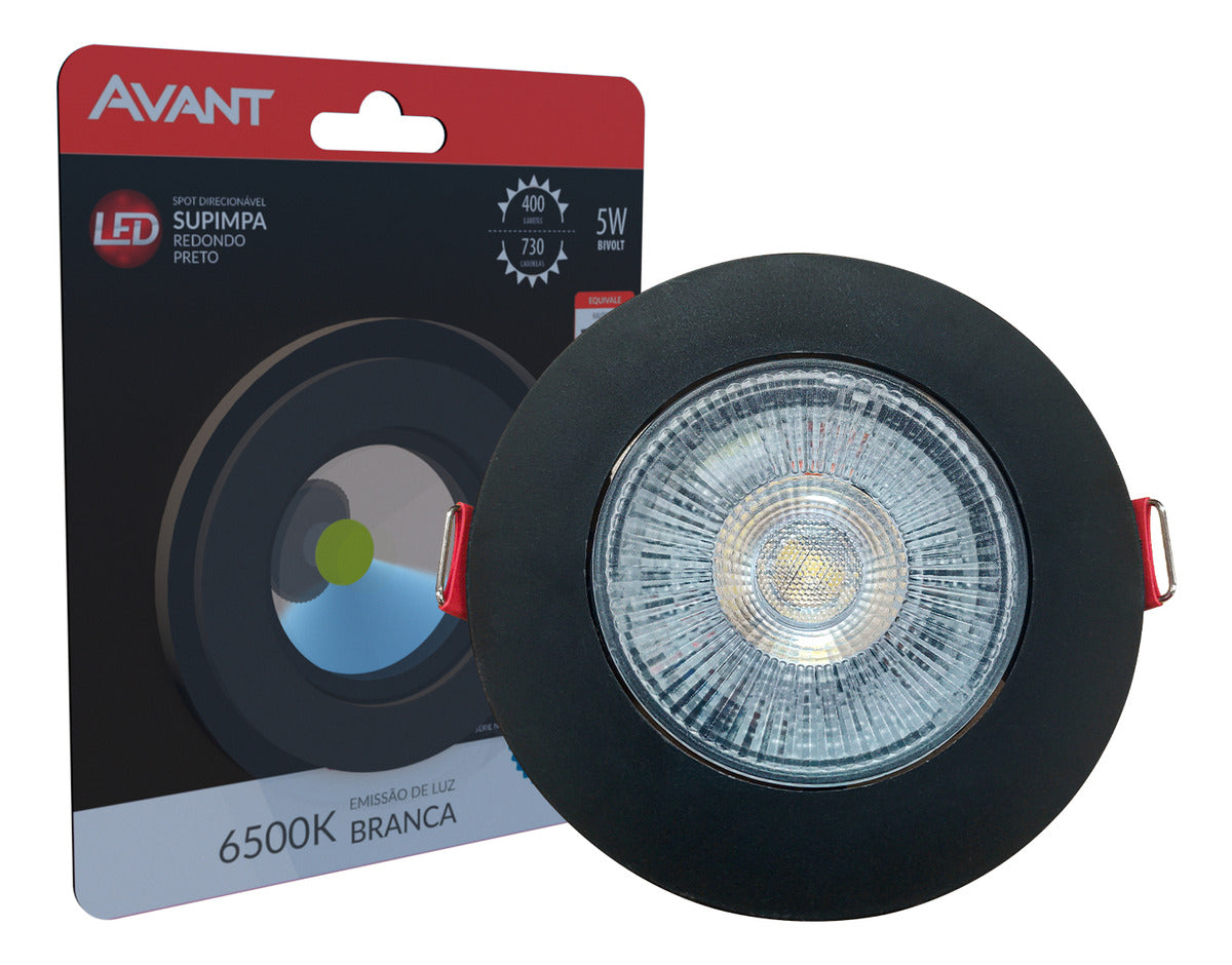 Spot Led Authentic Emb. Redondo 5w 6500k 9cm PF Avant