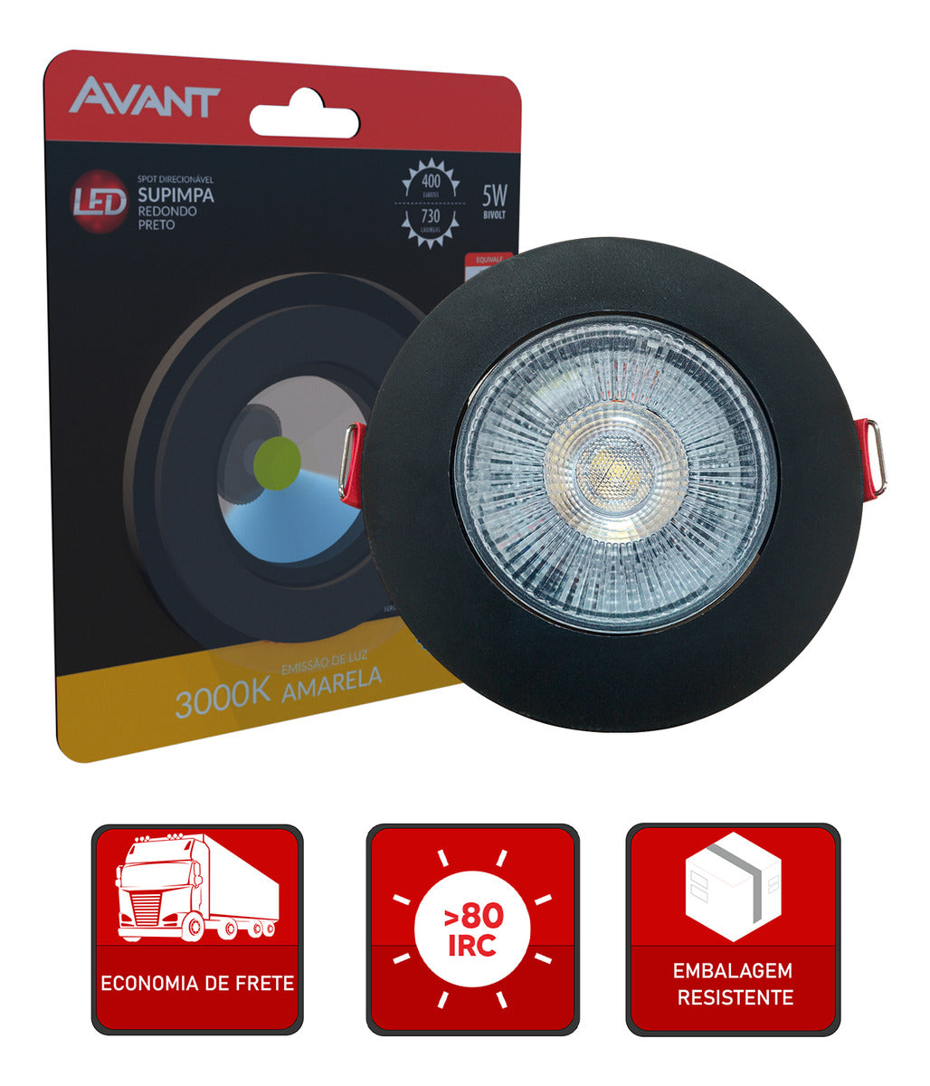 Spot Led Authentic Emb. Redondo 5w 3000k 9cm PF Avant