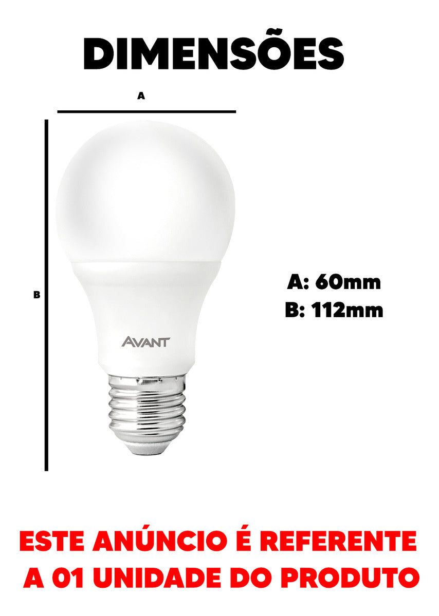 Lãmpada Led Pera Hp 9w 6500k Branco Frio 12v E27 Avant