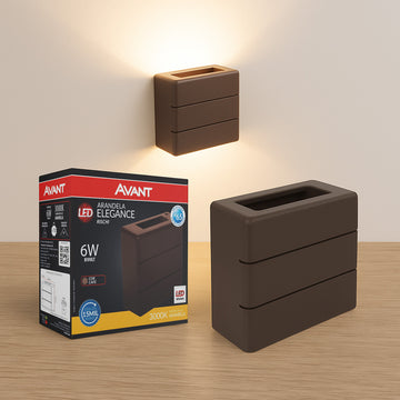 Arandela Led Elegance Rischi 6w 3000k Branco Quente Bivolt Ip65 a prova d'água Café Avant