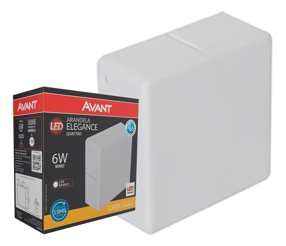 Arandela Quattro 6W 3000K Branco Quente Bivolt IP65 Branco Avant