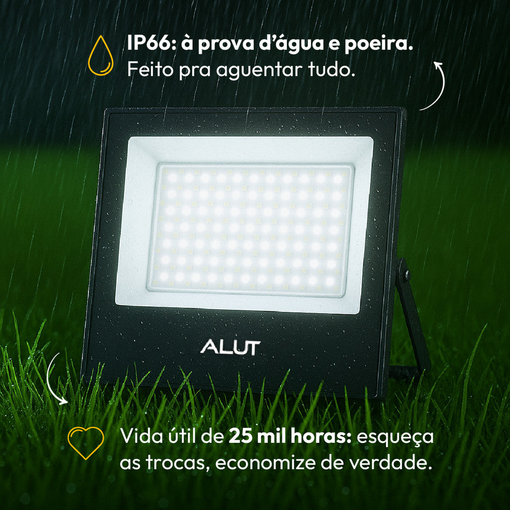 Refletor Slim 400w 6500k Branco Frio Bivolt IP66 Preto Avant