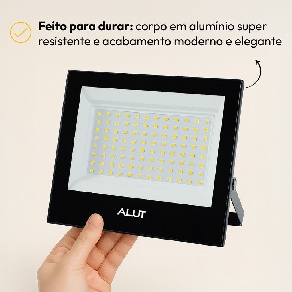 Refletor Slim 400w 6500k Branco Frio Bivolt IP66 Preto Avant