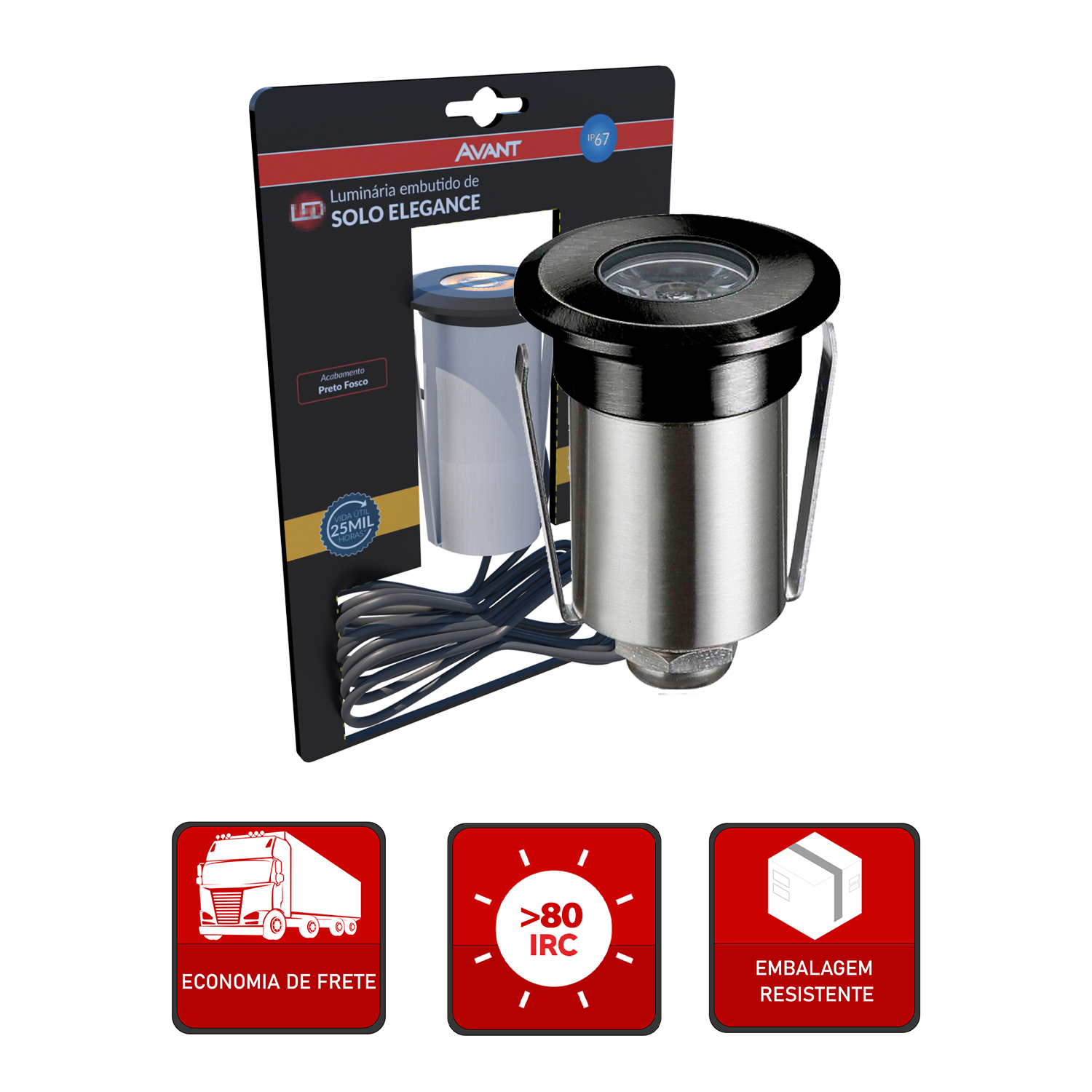 Luminaria Solo Elegance 2w 3000k Bivolt Preto Fosco Avant