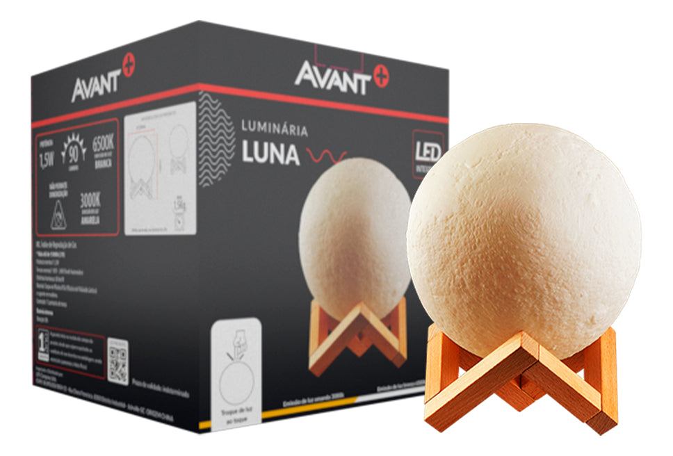 Luminária Lua Cheia Usb Toque Abajur 1,5w 3000k/6500k Mesa Qaurto Sala Lunar