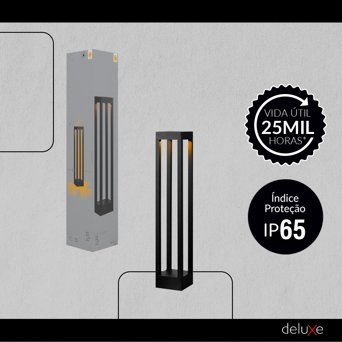 Balizador Led Nimus Méd 12w 2700k Branco Quente IP65 Bivolt Preto Avant