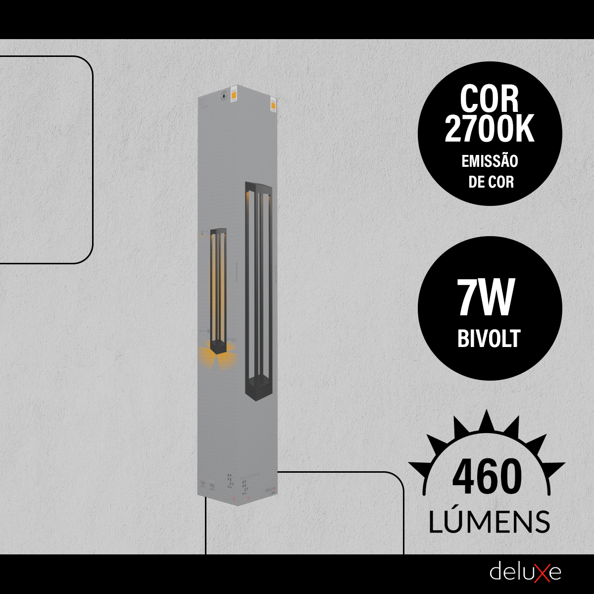 Balizador Led Nimus Mini 12w 2700k Branco Quente IP65 Bivolt Preto Avant