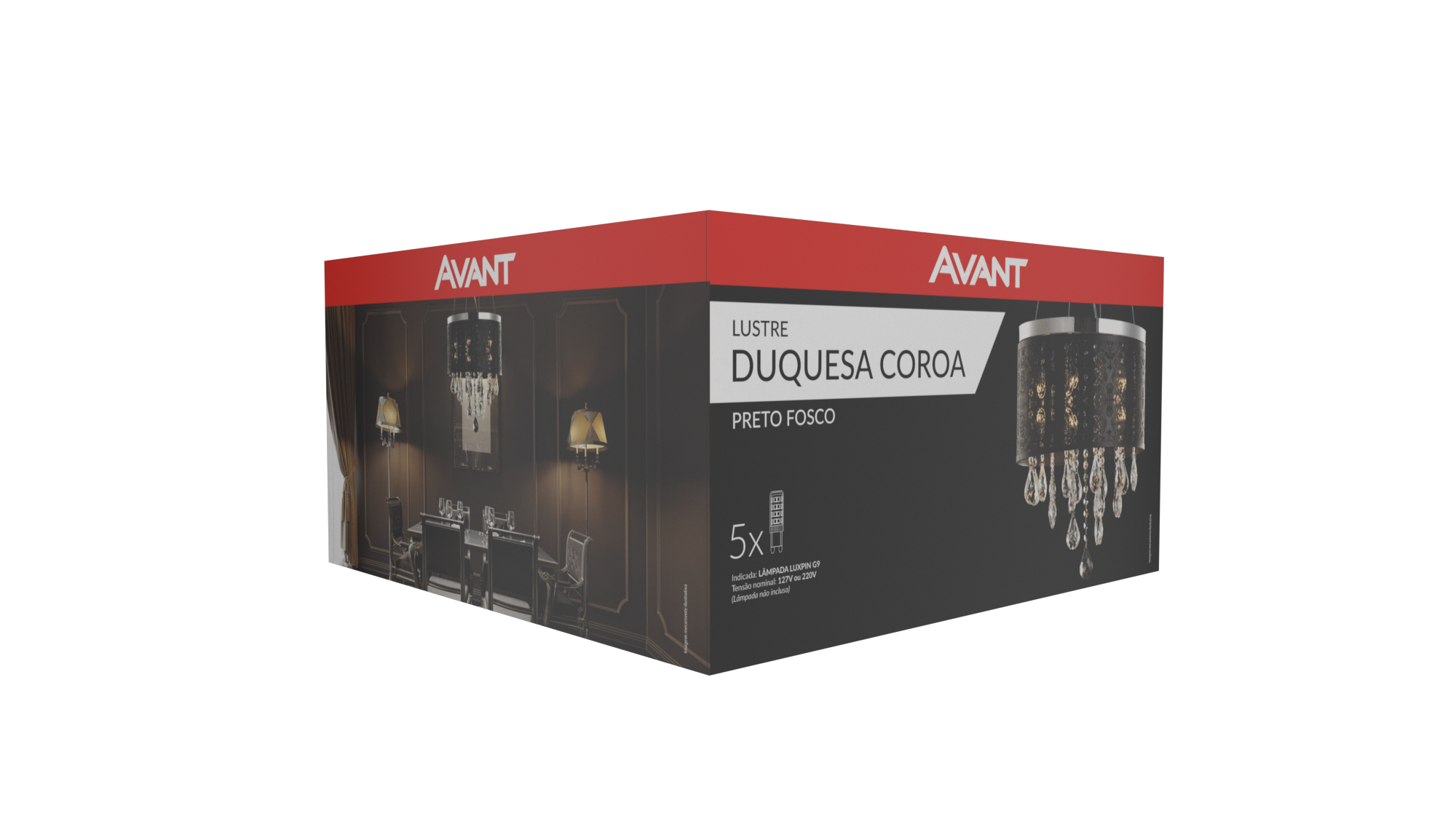 Pendente led Duquesa Coroa 5xG9 Bivolt Branco Avant