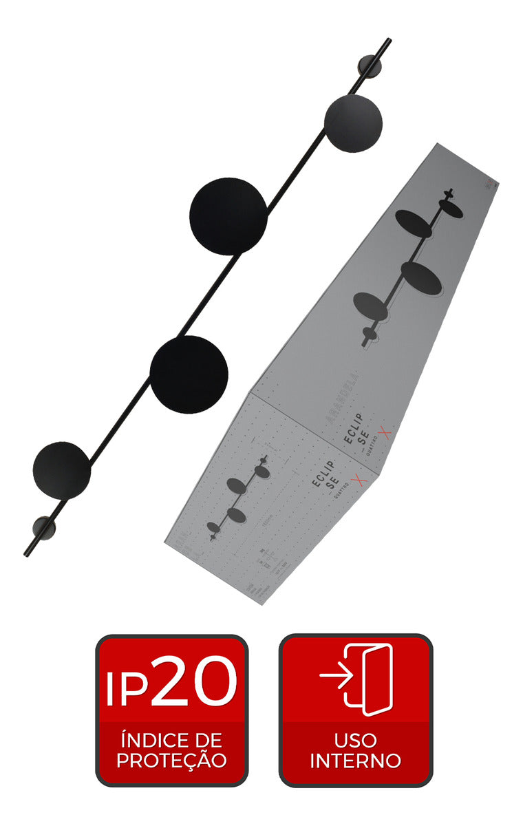 Arandela Eclipse Para 4 Lampadas G9 Preto Fosco Deluxe