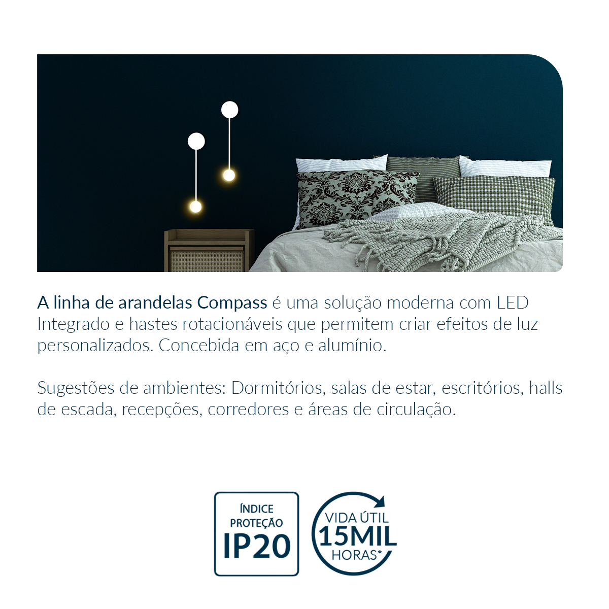 Arandela Led Compass 5w 2700k Branco Quente Bivolt Branco Deluxe