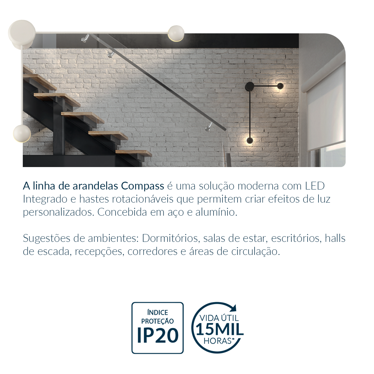 Arandela Led Compass 10w 2700k Branco Quente Bivolt Branco Deluxe