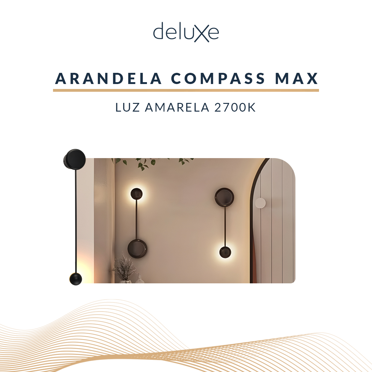Arandela Led Compass 5w 2700k Branco Quente Bivolt Preto Deluxe