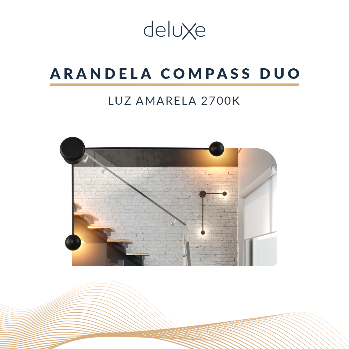 Arandela Led Compass 10w 2700k Branco Quente Bivolt Preto Deluxe