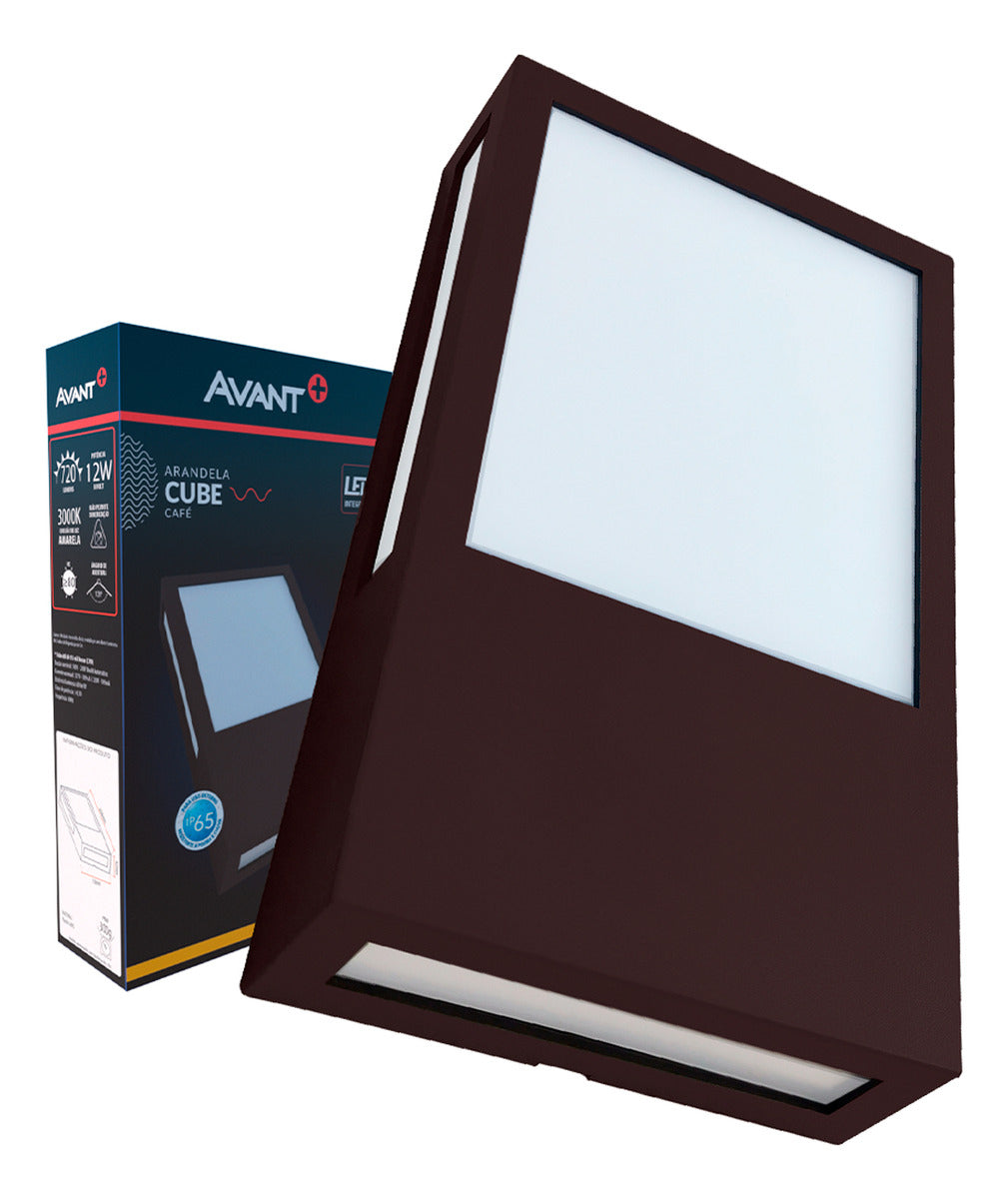 Arandela Led Cube 12W 6500k Branco Frio Bivolt IP65 Café Avant