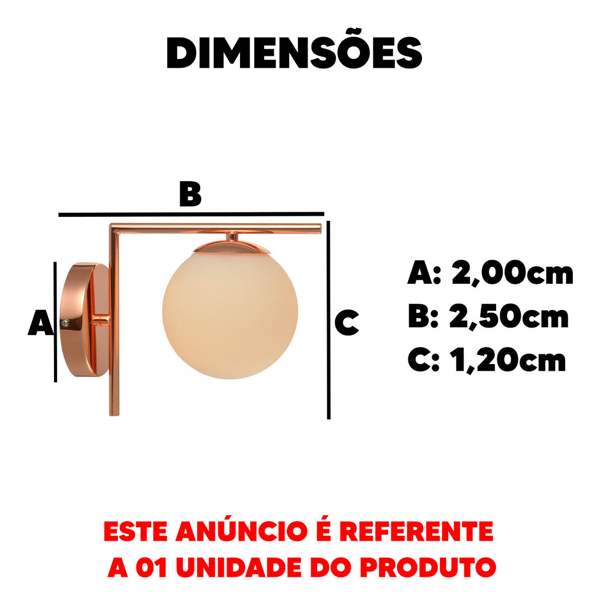 Arandela Interna Led Parede Perola Cobre Brilho Cod: 340304400 Deluxe By Avant 127/220v