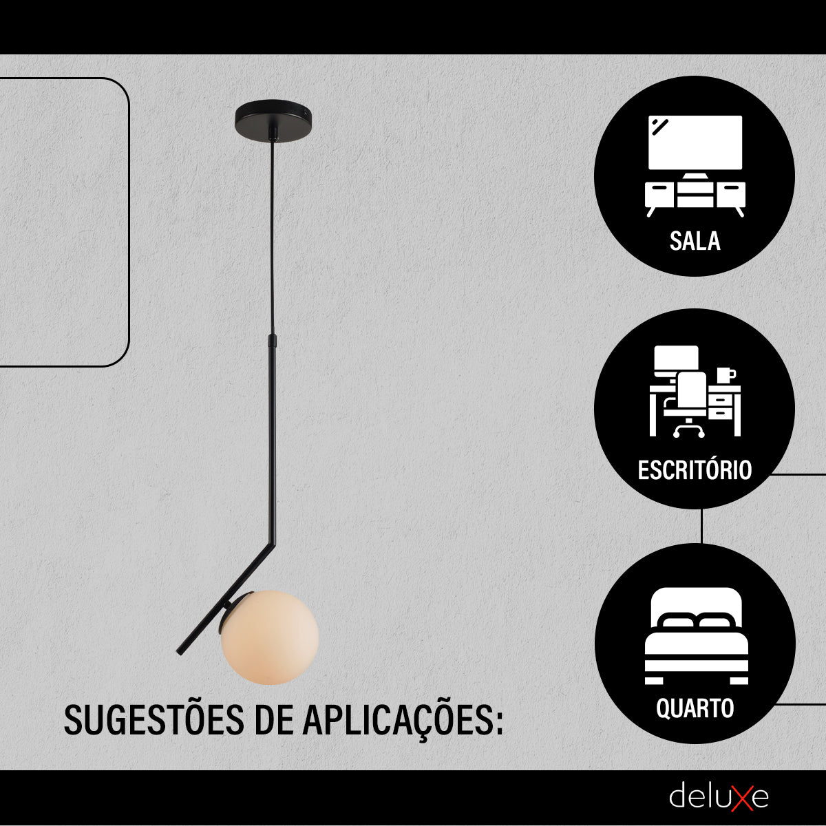 Luminaria Pendente Jabuticaba Led Perola Brinco Mini G45 Preto Fosco Cod: 340325801 Deluxe By Avant 127/220v