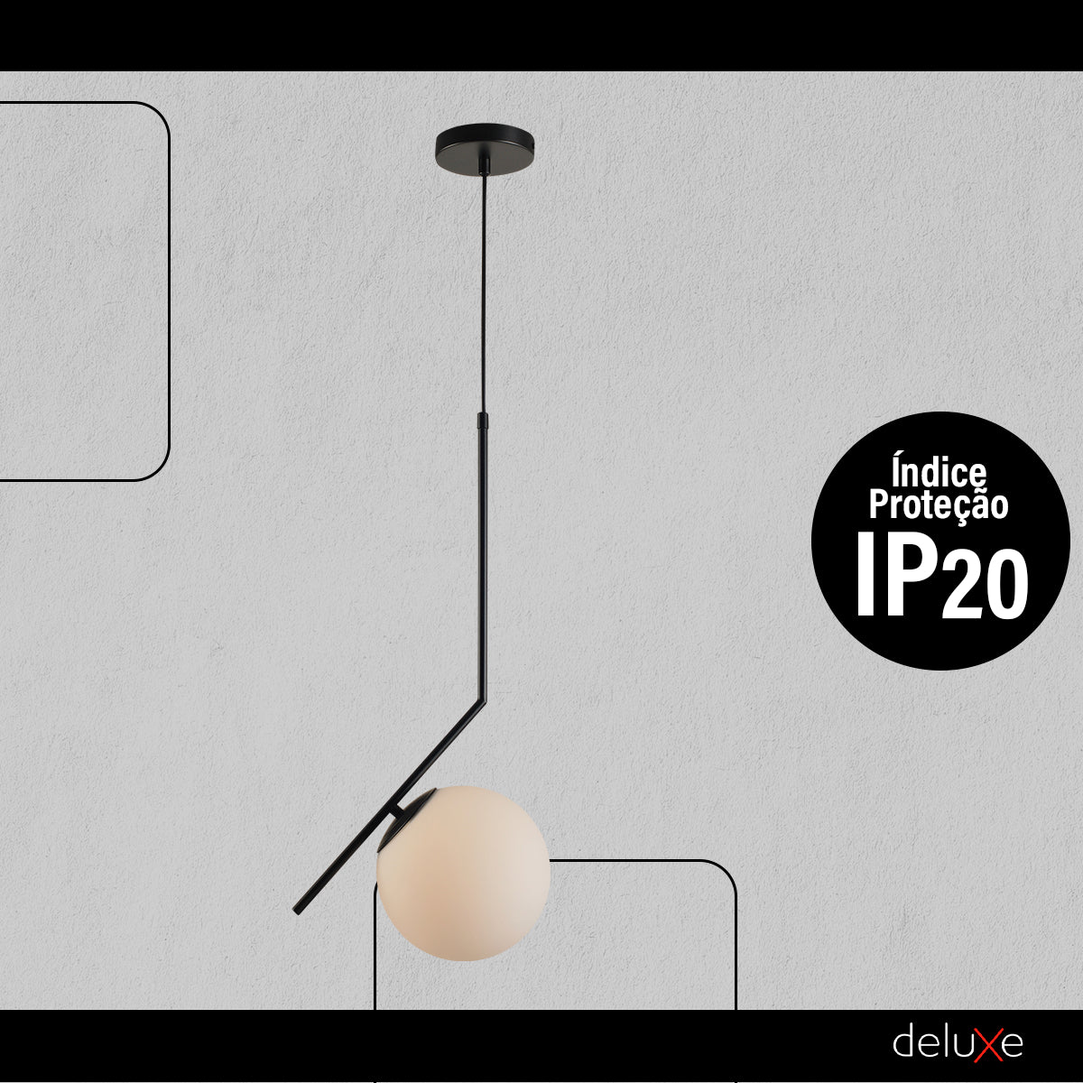 Luminaria Pendente Led Perola Brinco Max G45 Preto Deluxe