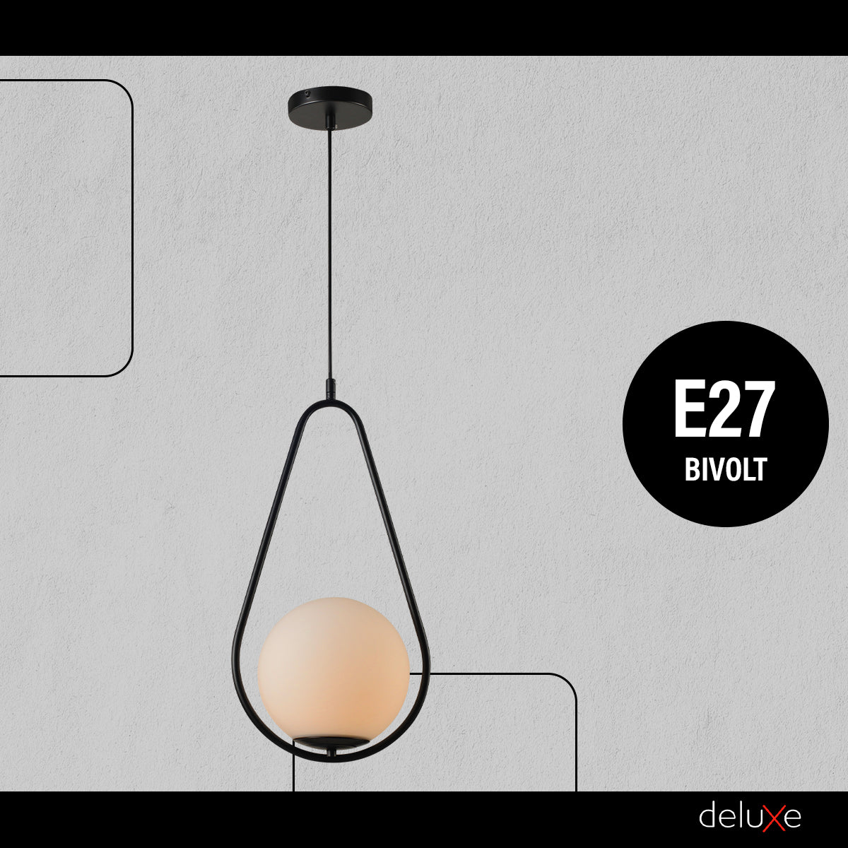 Luminaria Pendente Led Perola Gota G45 Bivolt Preto Deluxe