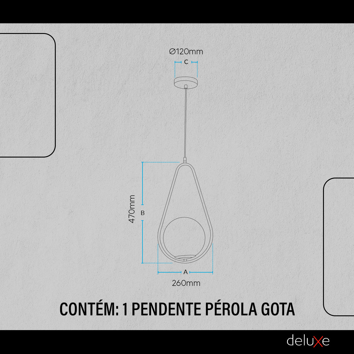 Luminaria Pendente Led Perola Gota G45 Bivolt Preto Deluxe