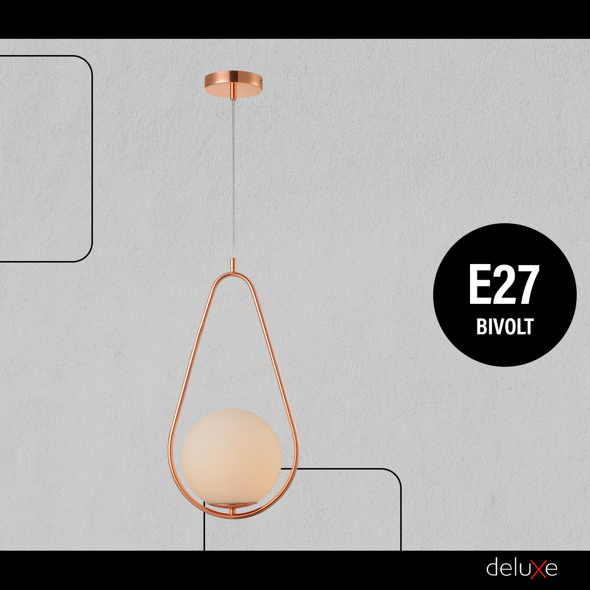 Luminaria Pendente Led Perola Gota G45 Bivolt Cobre Deluxe