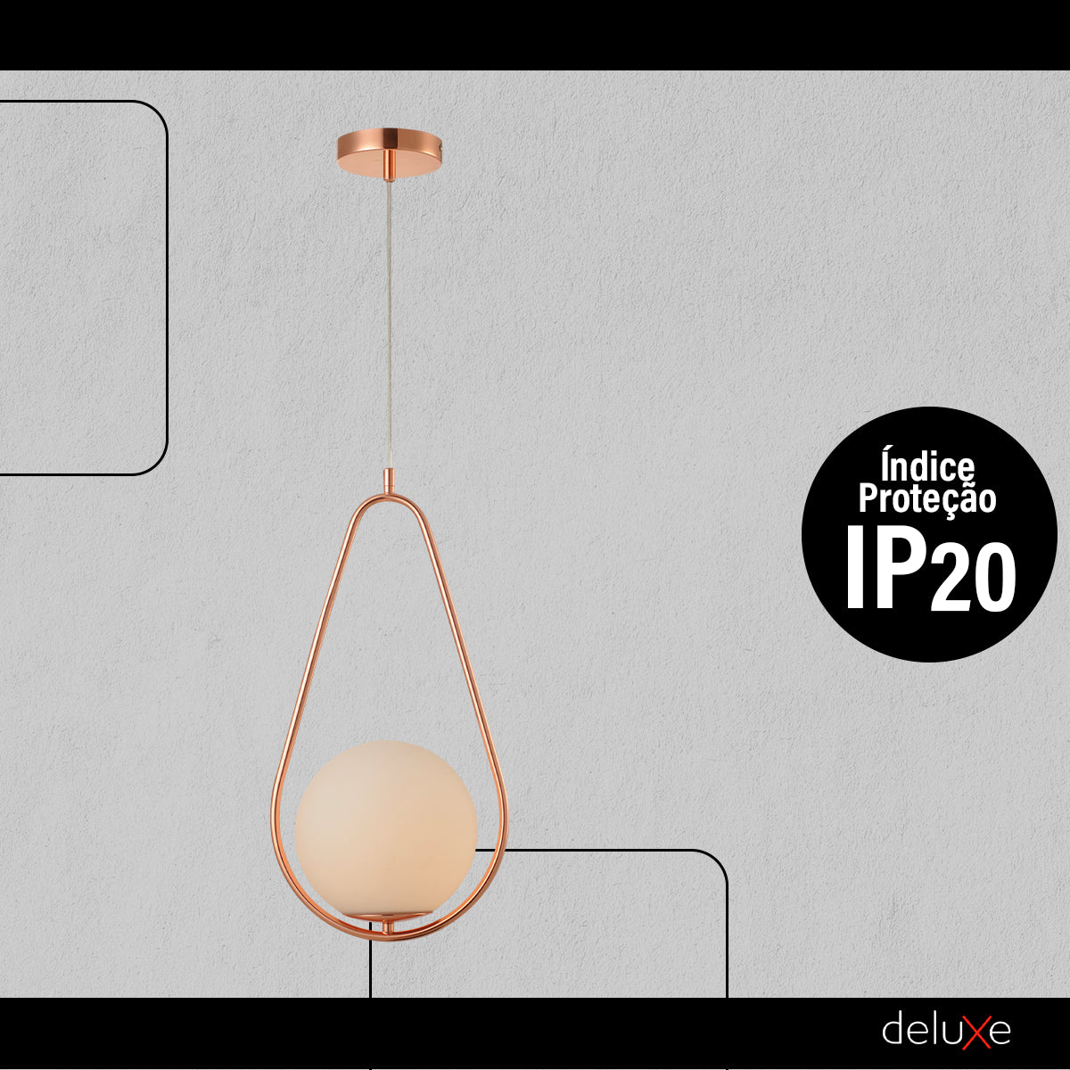 Luminaria Pendente Led Perola Gota G45 Bivolt Cobre Deluxe